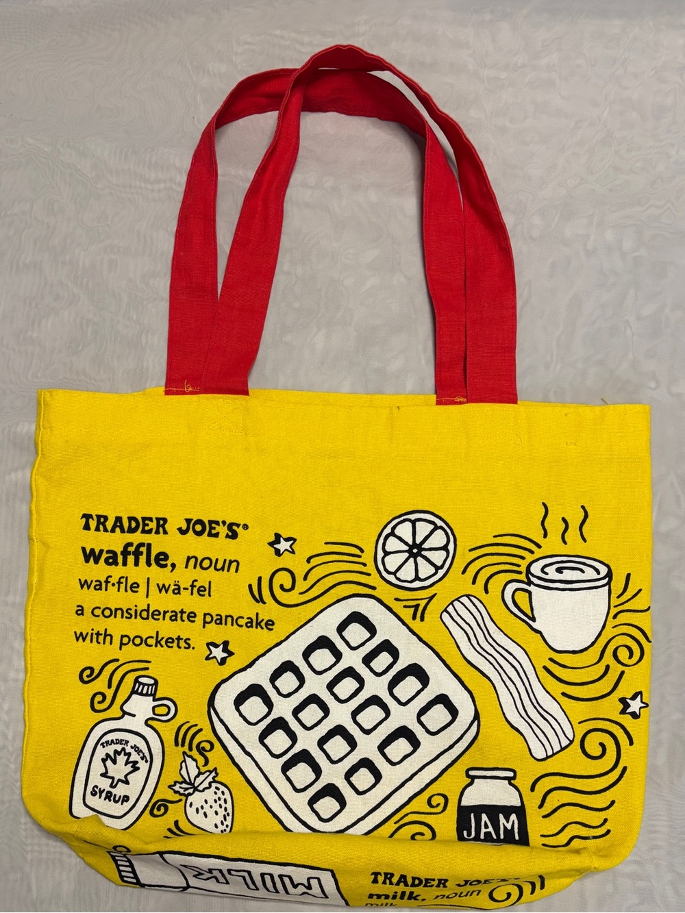 Trader Joe's Limited Edition Breakfast Waffle & Toast Reusable Canvas Tote Bag - Picture 3 of 5